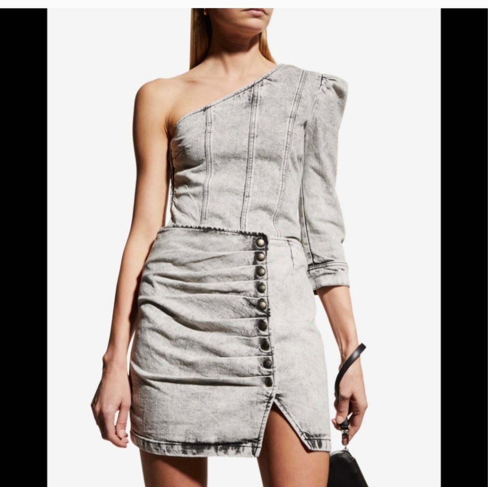 One-Shoulder Gray Denim Top Retrofete